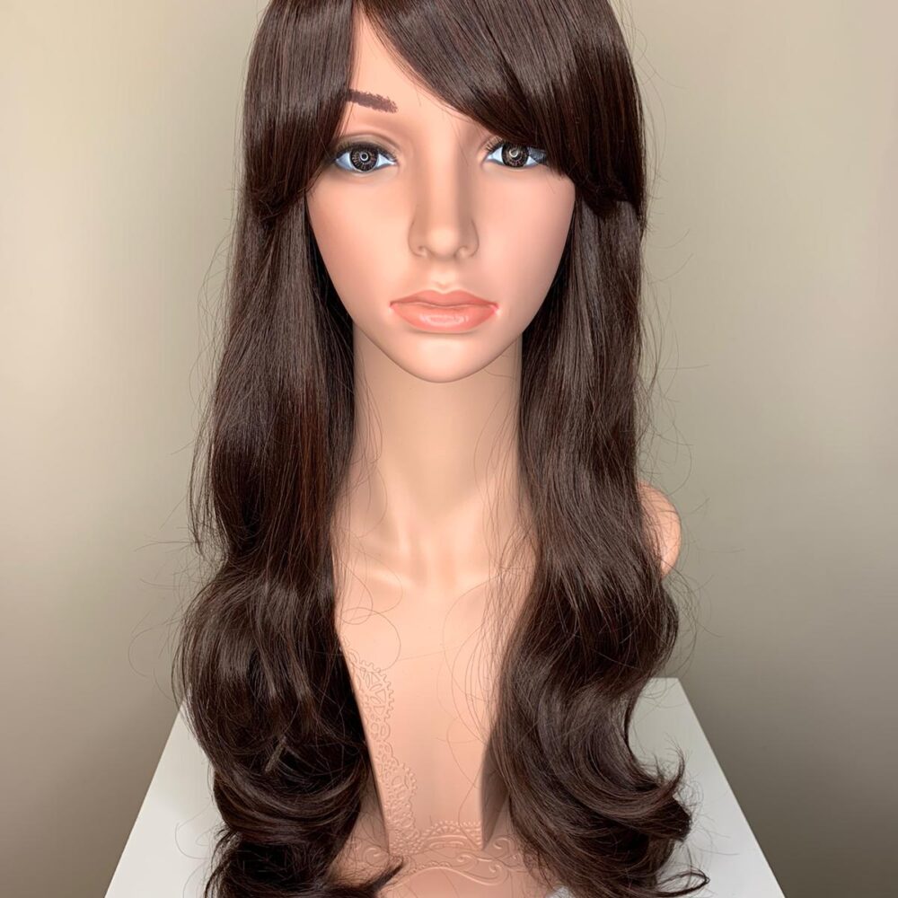 Синтетична перука-дълга права. Универсален размер-регулира се удобно чрез мини ластични коланчета. Различни цветове.Машинна изработка,подлежи на измиване и топлинна обработка до 130 градуса.Дишаща