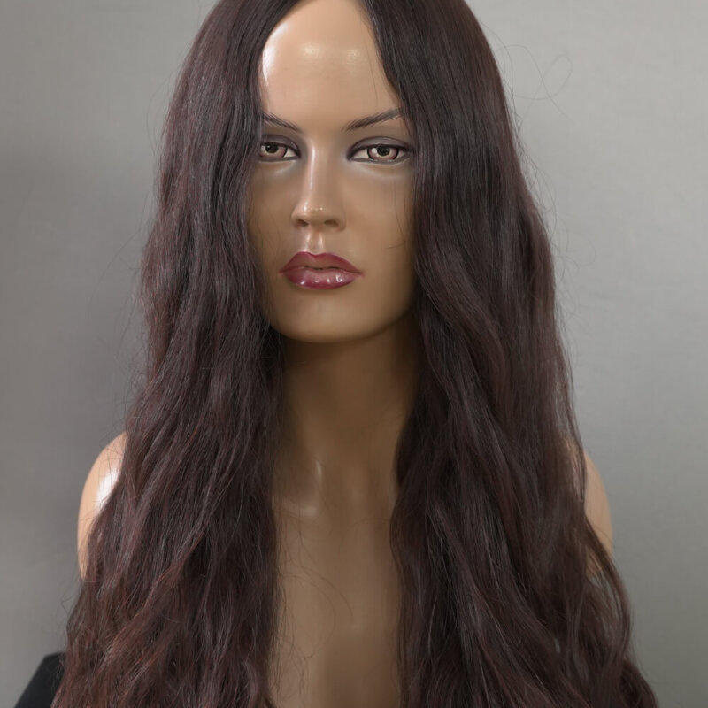 Естествена-Перука-Коса-Ръчна-Кафява-Дълга