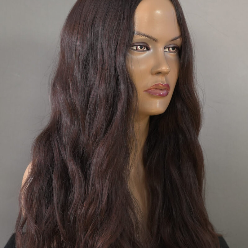 Естествена-Перука-Коса-Ръчна-Кафява-Чуплива