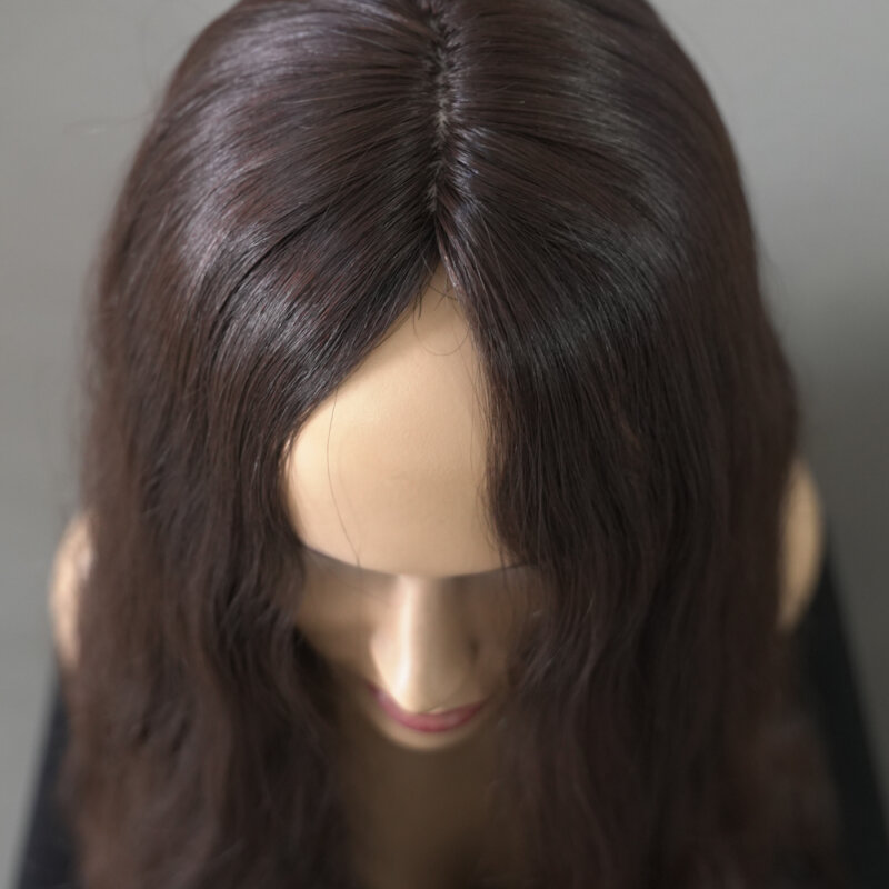 Натурална-Дишаща-Перука-Дамска-Кестенява-Дълга